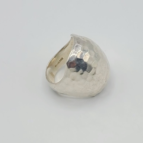925 Large Hammered Knuckle Sterling Silver Ring, Size 9 - Picture 6 of 10